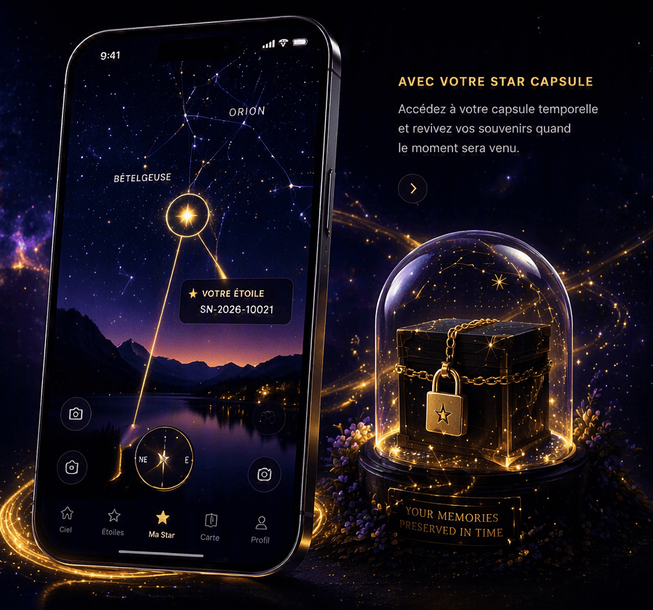 Smartphone StarNomina — retrouvez votre étoile en réalité augmentée et votre Star Capsule